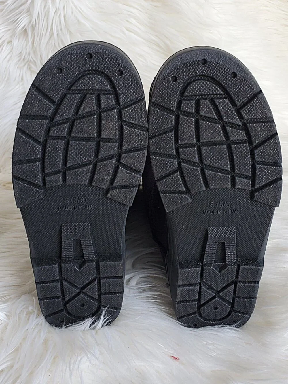 Chatties Chatz Black Mid-Calf Microsuede Faux Fur Trim Winter Boots SZ 5/6